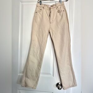 Reformation Cowboy High Rise Straight Jeans in Cream Color, Size 26